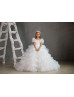 Beaded Ivory Lace Tulle Ruffled Flower Girl Dress